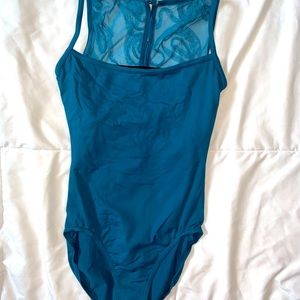 Blue mesh leotard
